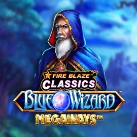 Logo of Fire Blaze Blue Wizard Megaways from Rarestone Gaming at Spinational Casino