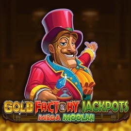 Gold Factory Jackpots Mega Moolah logo by Aurum Signature Studios Spinational Casino